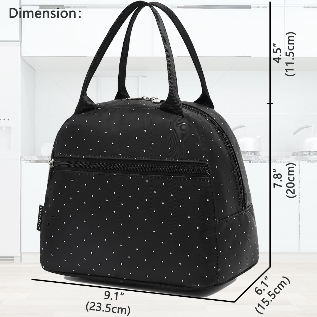 FlowFly Lunch Bag Tote Bag Lunch Organizer Lunch Holder Insulated Lunch Cooler Bag for Women/Men,Dot