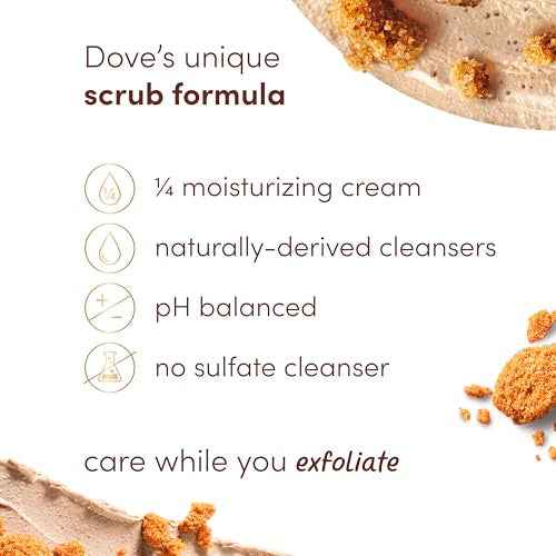 Dove Brown Sugar and Coconut Butter Body Scrub Exfoliates and Deeply Nourishes for Smooth, Radiant Skin 15 oz