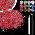 5000 Pcs Red 3mm Flatback Resin Rhinestones Bulk Set with Pickup Pen & Tweezers