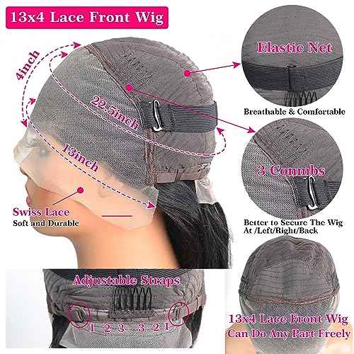 mengkai 24 Inch Lace Front Wigs Human Hair Pre Plucked HD Lace Front Wigs Human Hair Straight 13x4 HD Lace Frontal Human Wigs Natural Hairline Glueless Wigs for Women