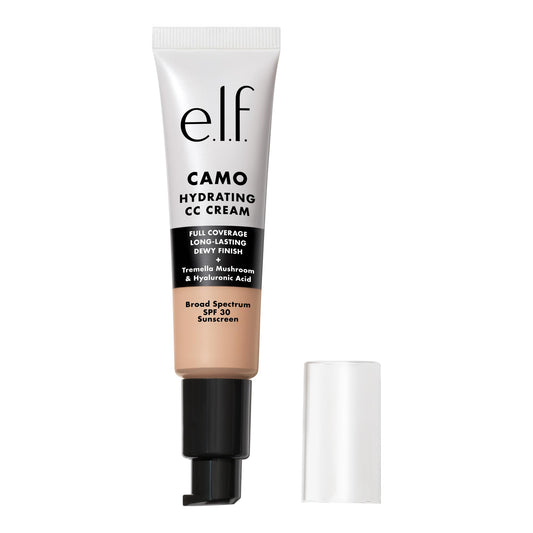 e.l.f. Hydrating Camo CC Cream, SPF 30, Color Correcting Full Coverage Foundation For A Dewy Finish, Vegan & Cruelty-Free, Light 205 N