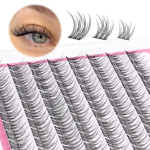 Natural Cluster Lashes Wispy CC-Curly 9-11MM Mixed Lengths Eyelash Extension Individual 96 Pcs DIY Lash Extension at Home by Mavphnee