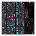 Glow in the Dark Temporary Tattoos - 20 Sheets, 160+ Designs