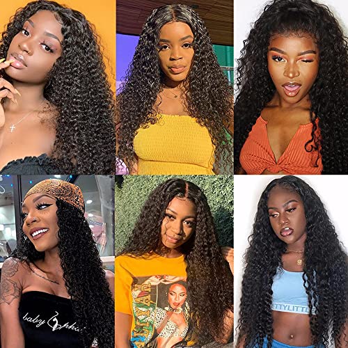 Kinky Curly Human Hair Bundles 1B - 20 22 24 Inch WuvuSnm
