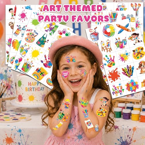 96 PCS Watercolor Art Temporary Tattoos for Kids