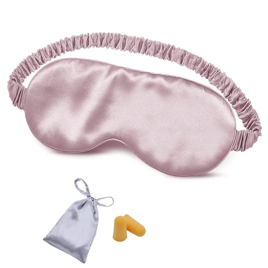 Silk Sleep Mask Eye Mask Blindfold with Double Layer Silk Filling and Elastic Strap for Full Night's Sleep, Travel and Nap, Eye Cover Eyeshade with Luxury Bag and Ear Plugs by OLESILK (Light Plum)