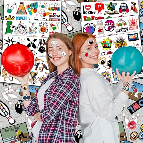 88PCS Bowling Temporary Tattoos for Kids ? Fun Bowling Ball Stickers, Sports Theme Birthday Party Favors, Supplies, Carnival Rewards, School Classroom Prizes & Game Day Decorations