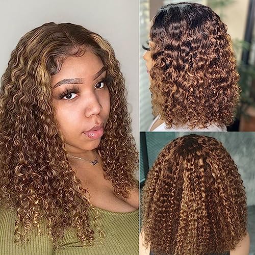 12 Inch Glueless Bob Wig Water Wave Human Hair 200% Density