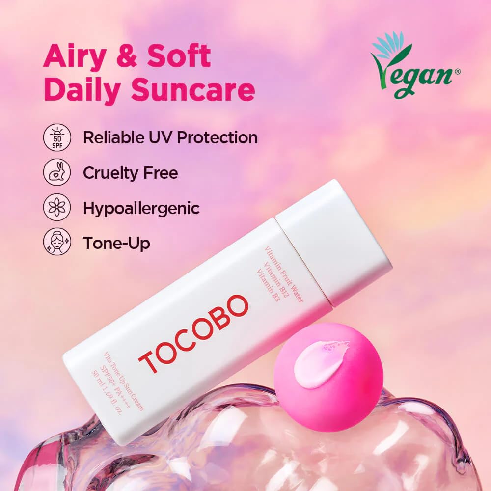 TOCOBO Vita Tone Up Sun Cream SPF50+ PA++++ 2.82oz / 50ml | Natural Ingredients Moist Vitamin Sunscreen | Vegan Sunscreen for Face