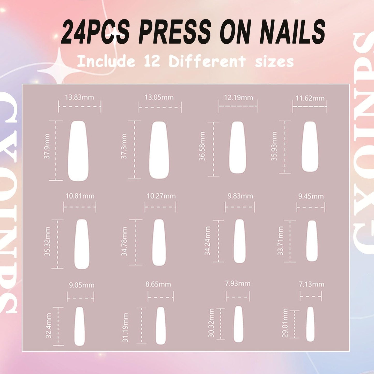 Extra Long Press on Nails Coffin Fake Nails White French Tip Acrylic Nails 3D Flowers Glue on Nails Translucent False Nails Spring & Cute Nails Silver Glitter Stick on Nails for Women 24Pcs