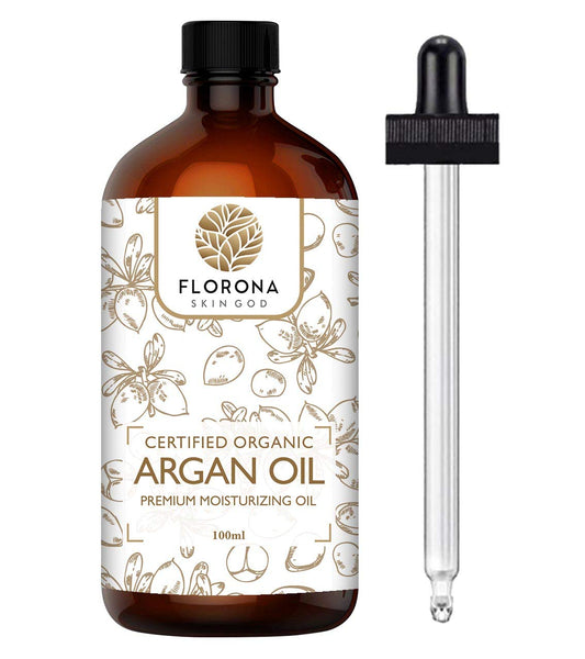 Florona Argan Oil 100% Pure & Natural - 4 fl oz, for Hair, Face & Skin Care, Massage