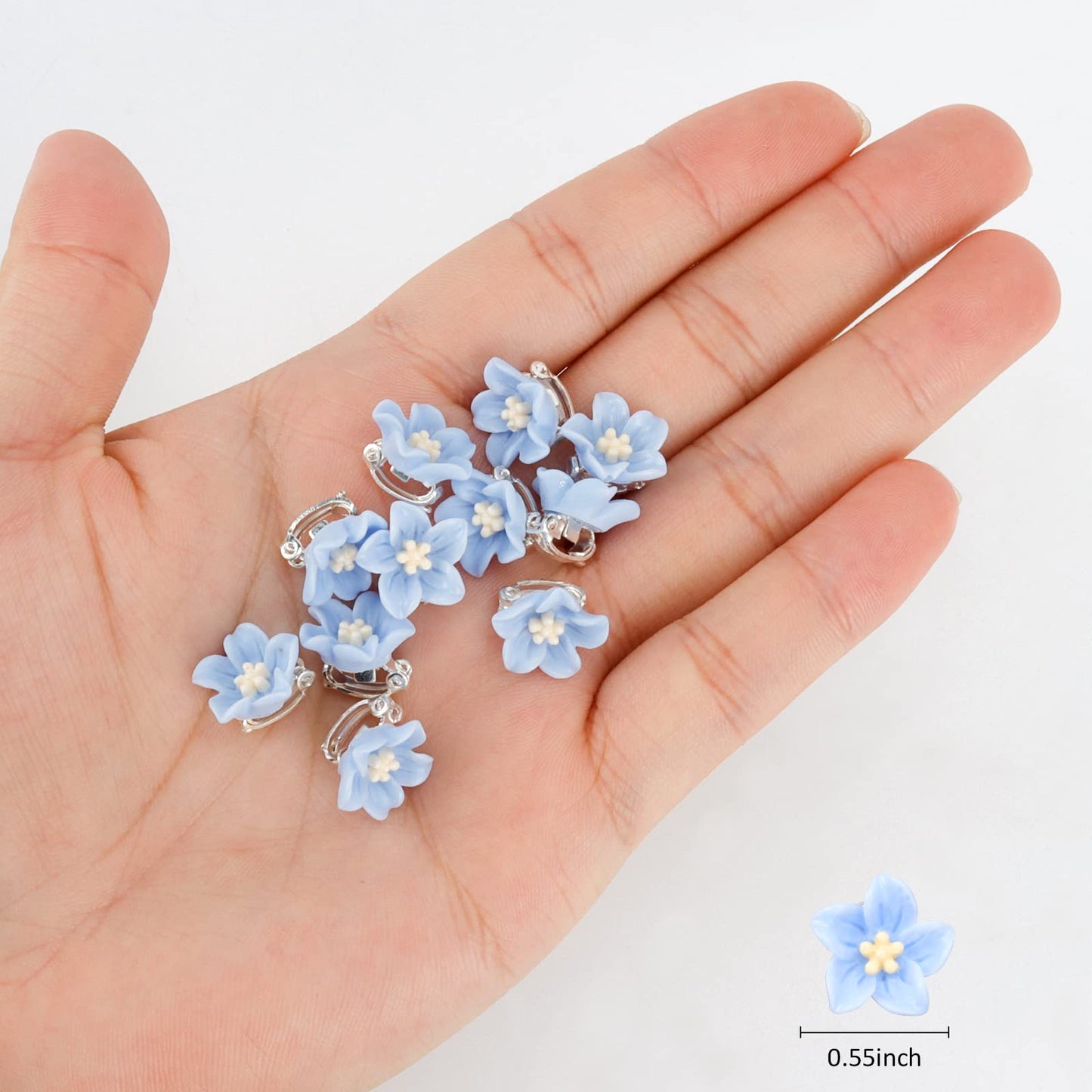 YISSION Mini Flower Hair Clips and Barrettes for Girls/Women - 20Pcs Cute Lily Clips for Hair Weddings, Bridal Accessories in Blue