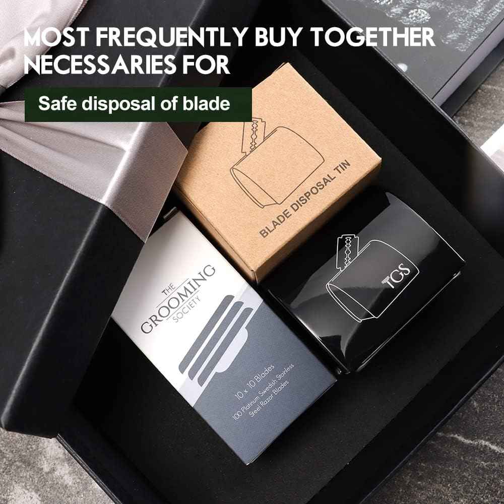 THE GROOMING SOCIETY Razor Blade Storage Bank & Disposal Case, Mail Box for Used DE Safety Razor Blades (Black)