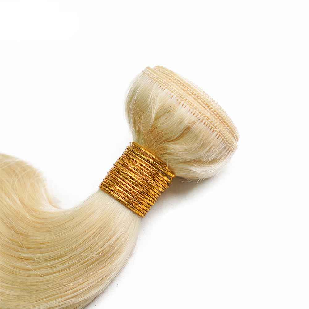 613 Body Wave Bundle Honey Blonde Human Hair 3 Bundles 100% Unprocessed Virgin Brazilian Double Weft Hair Extensions Blonde Color 8 10 12 Inch For Women