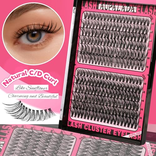 Natural Lash Clusters Kit 4 Styles - Fluffy Wispy DIY False Eyelash Set with Bond & Seal, Tweezers & Remover - Beginner Friendly