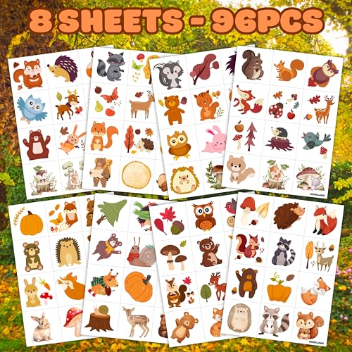 96pc Woodland Animal Temporary Tattoos for Kids - Pre-Cut