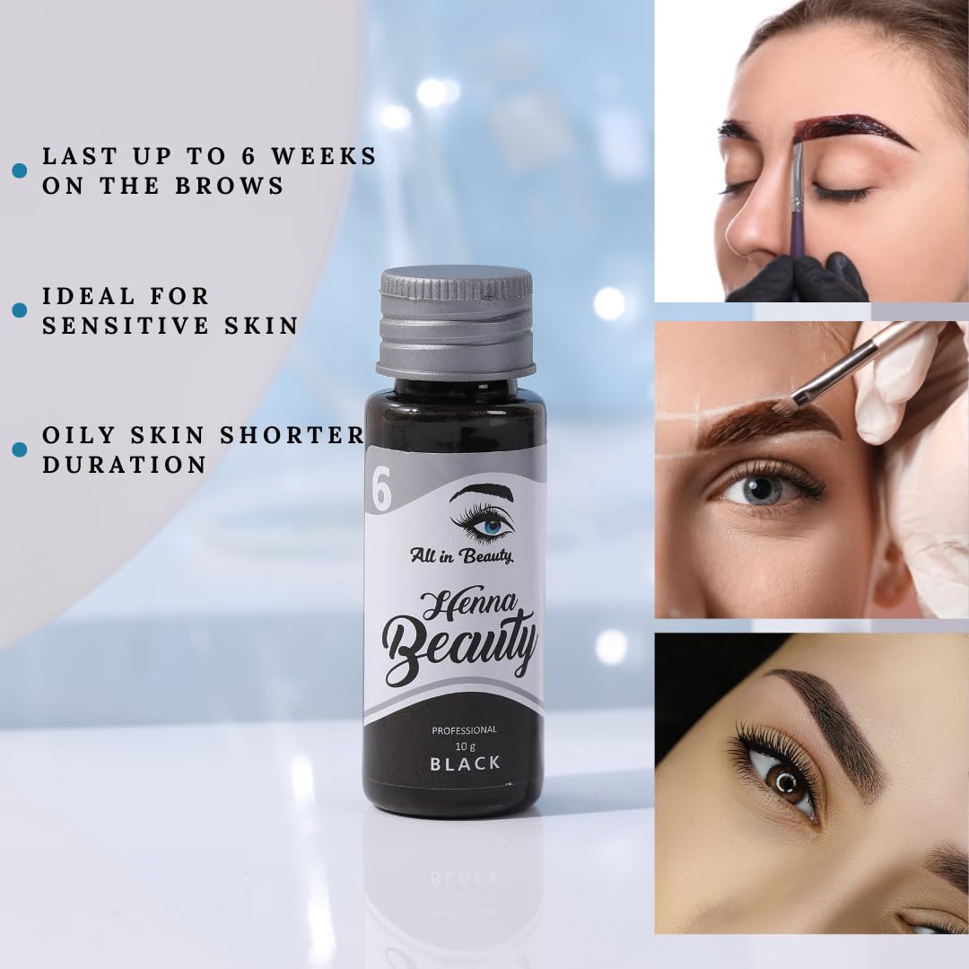 Henna for Brow Coloring and Tinting , Made from Natural and Harmless Ingredients, Tint your Brows, Long Lasting and Waterproof (Black)