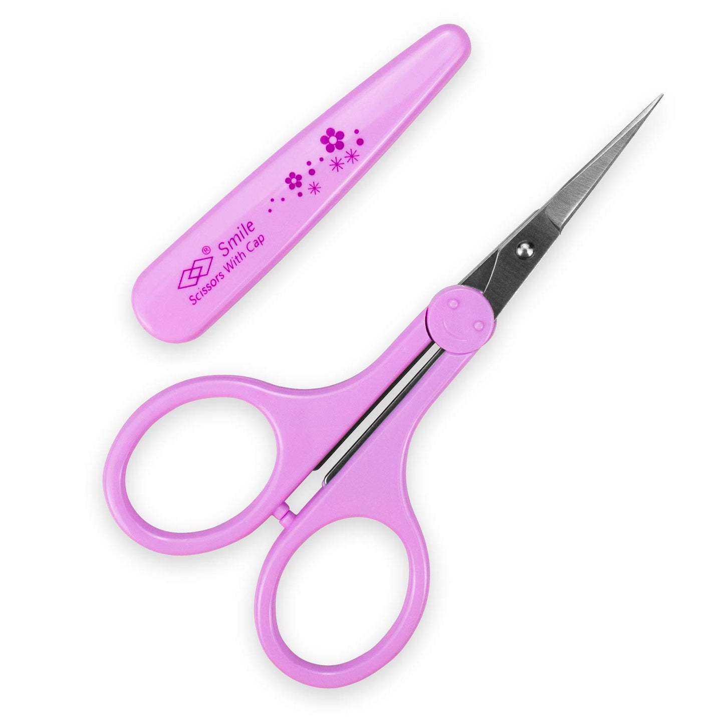 Humbee Eyebrow Scissors, Small Scissors for Facial, Nose, Eyebrow, Mustache, and Beard Hair Trimming & Grooming, Straight Edge, Purple Long Cap