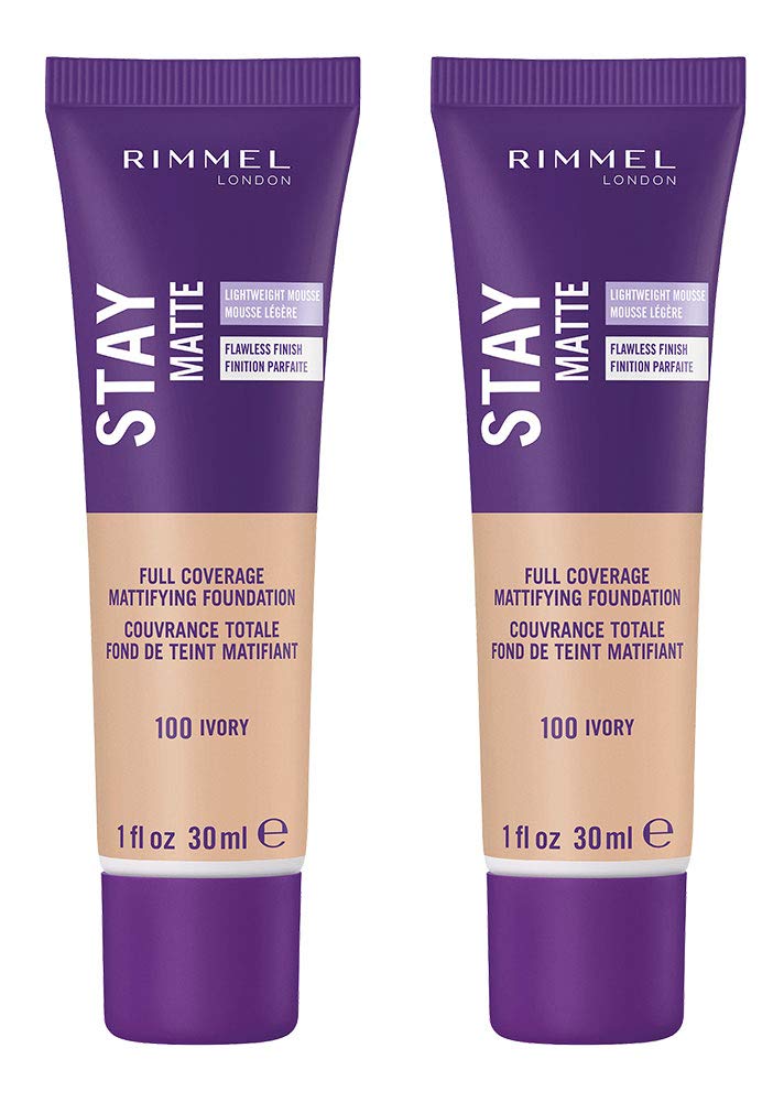 Rimmel Stay Matte Liquid Foundation, Ivory, 1 Fl Oz, 2 Count (Pack of 1)