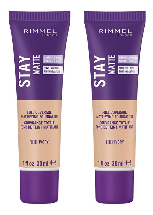 Rimmel Stay Matte Liquid Foundation, Ivory, 1 Fl Oz, 2 Count (Pack of 1)