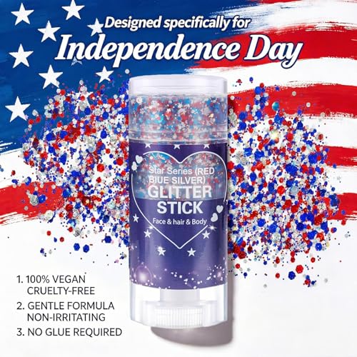 Patriotic Glitter Stick - 4th of July Body & Face Makeup