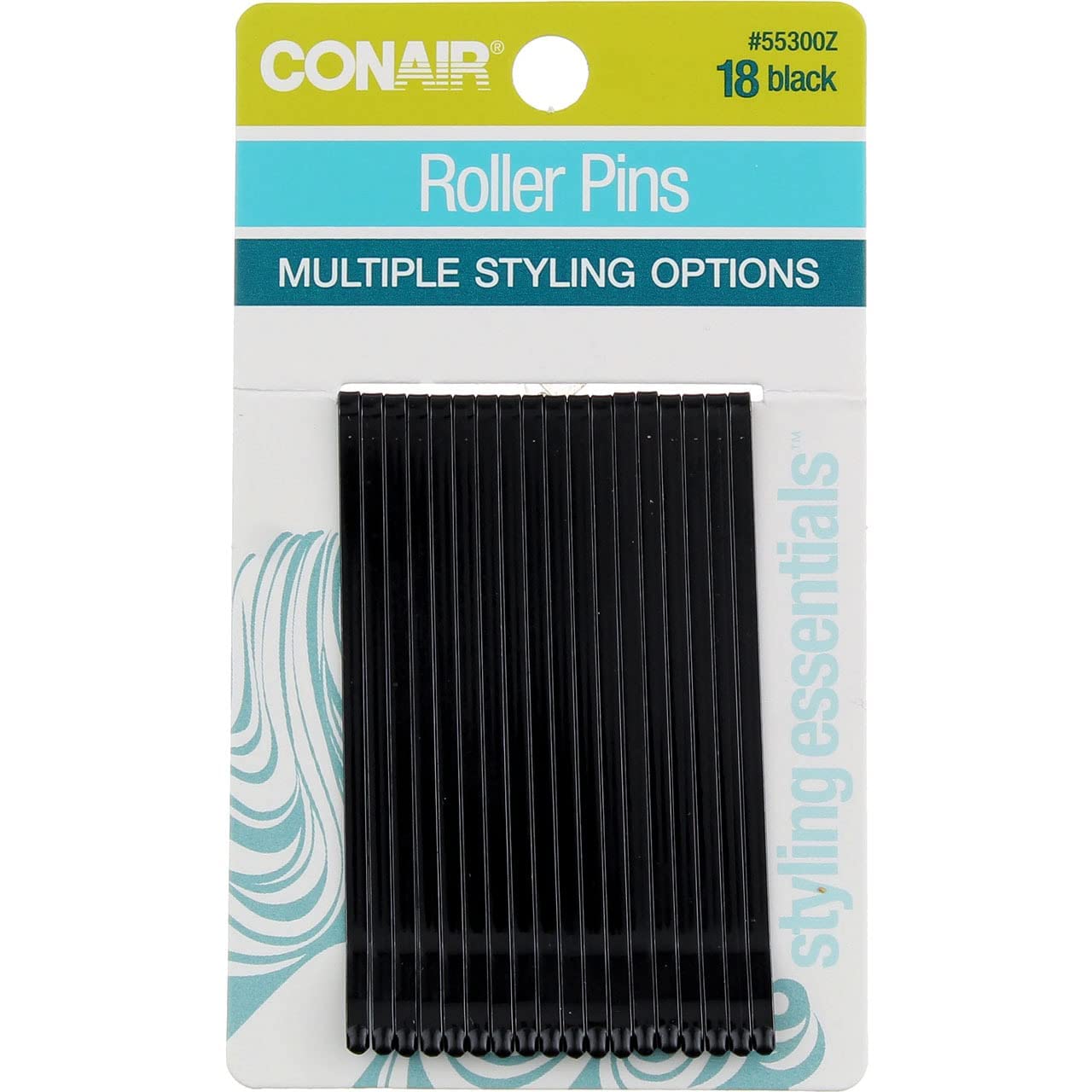 Conair Roller Pins, Black 18 ea (Pack of 3)