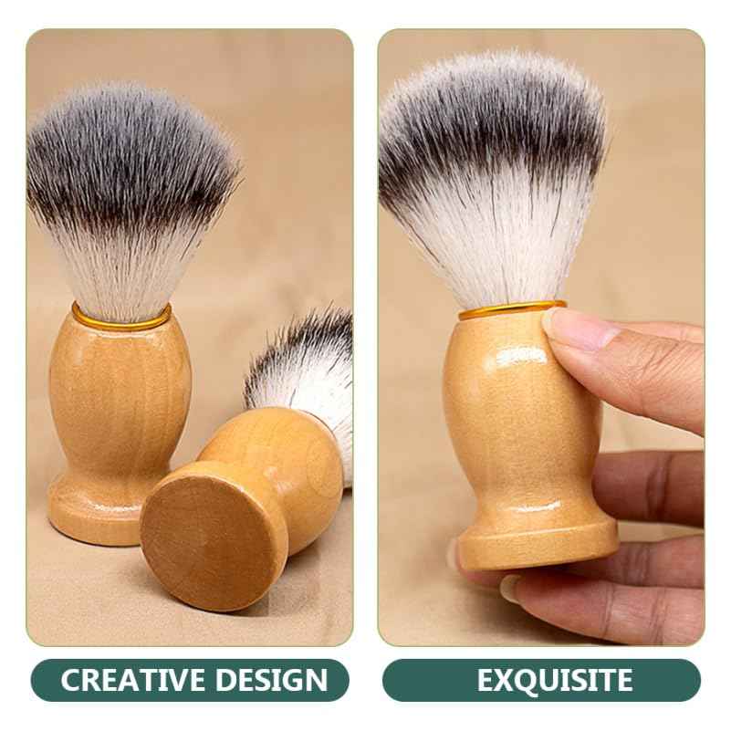10 Pcs Wood Handled Badger Hair Shaving Brush Professional Salon Tools Beard Grooming Tool for Men Shave Accessory
