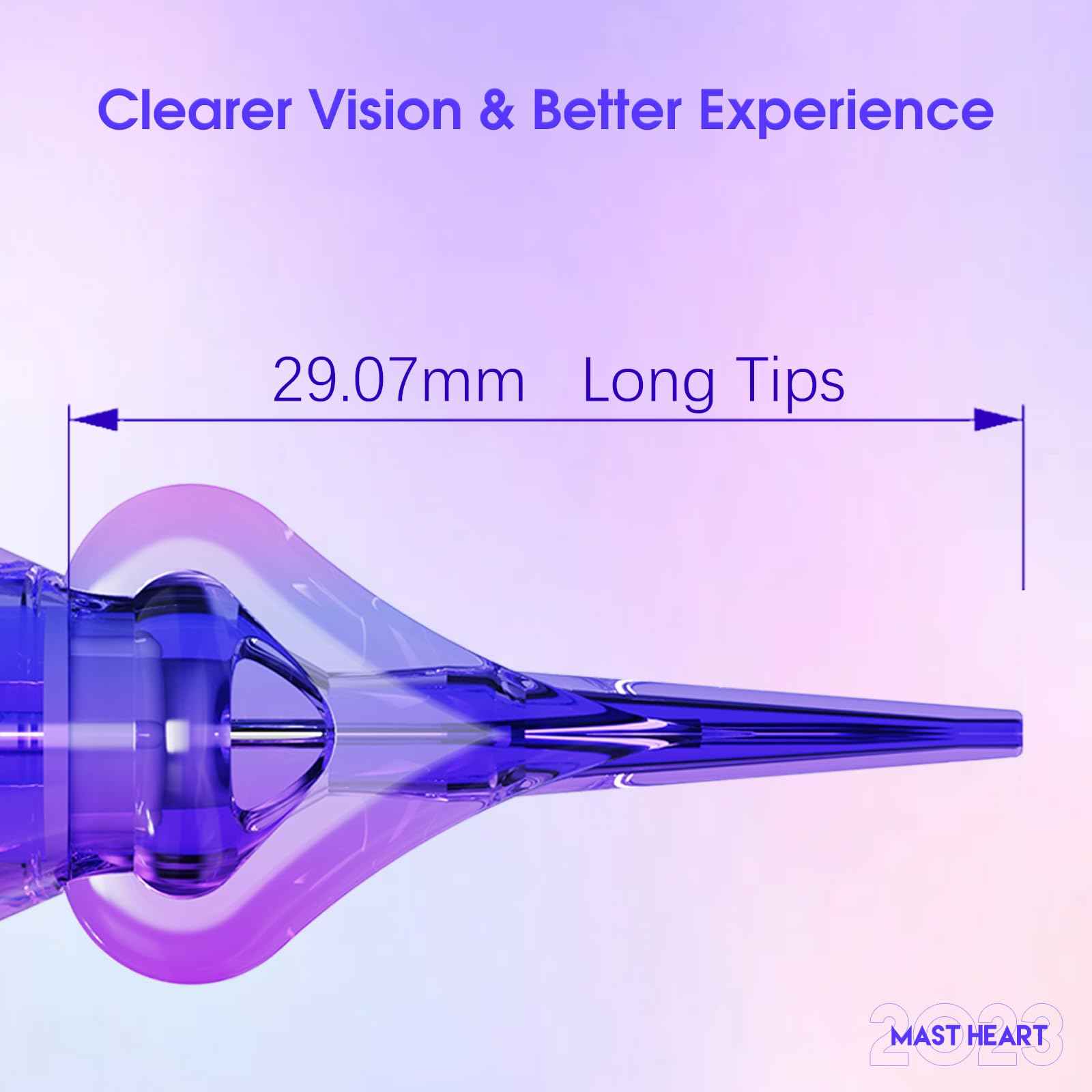 Mast Heart Tattoo Needles Cartridges 20Pcs Disposable 0801RLT Round Liner Long Tips for Precision & Style