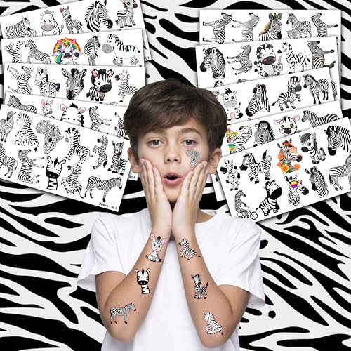 102 PCS Zebra Temporary Tattoos - Safari Party Favors