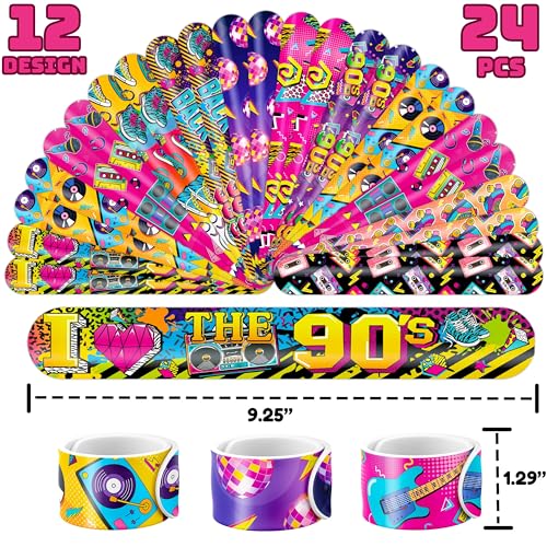 72PCS 80s 90s Party Set - Temporary Tattoos & Slap Bracelets
