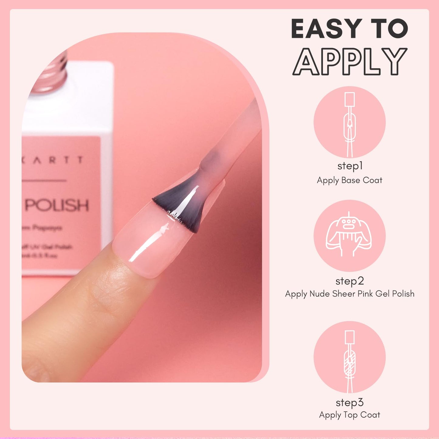 Makartt Gel Nail Polish, Natural Nude Jelly Sheer Pink Gel Polish Spring 15ML Soak Off UV LED Gel Polish Set Manicure DIY Nail Art Designs Home Salon-Warm Papaya