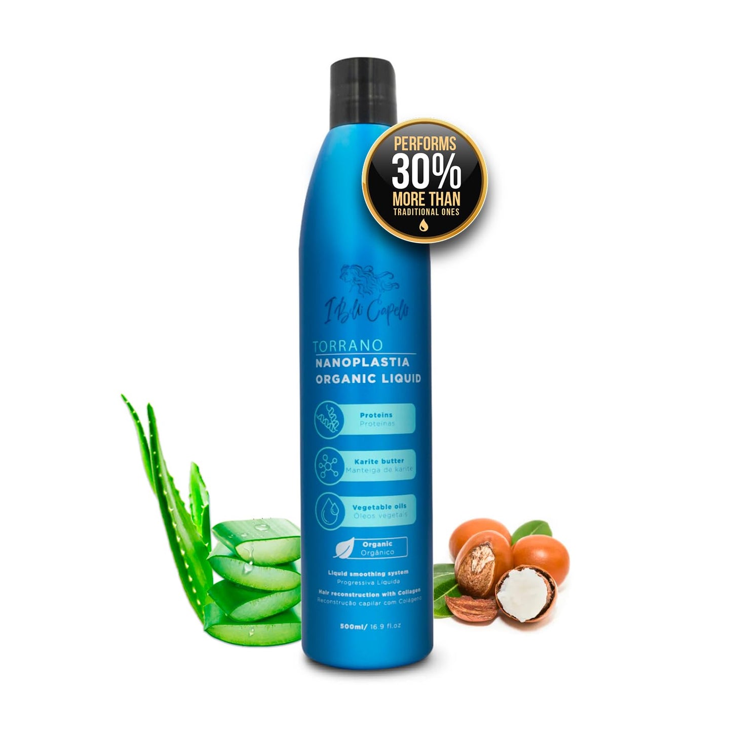 I Belli Capelli Torrano 2023 Nanoplastia Fluid System, Nanoplastia & Hair Sealant -1 Step Keratin Treatment, Smoothing Organic Hair Reconstructor- Keratina Para alisar el Pelo, (500ml/16.9 fl oz)