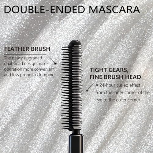 2PCS Iron Wand Mascara, Feather Lash Iron Mascara, Metal Mascara Wand, 3d Curling Eyelash, Added Fiber, Natural Length Slim Volume Building, Long-Lasting Smudge-Proof