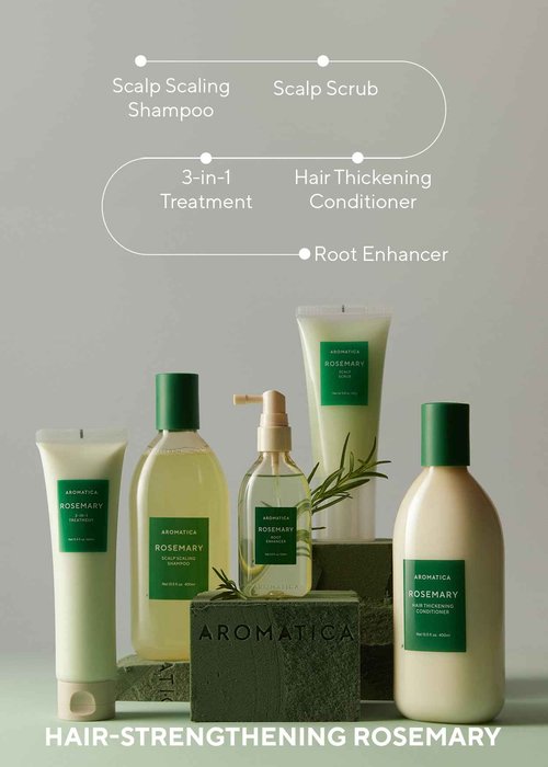 AROMATICA Rosemary Scalp Scaling Shampoo and Conditioner Set 13.53 fl.oz each – Vegan Korean Hair Care Gift Set for Woman with Rosemary Oil. Sulfate Free Shampoo Conditioner For Hair Growth