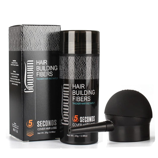 gowwim Hair Thickening Fibers Best 2-in-1 Kit Set,Keratin Hair Building Fibers & Spray Application Atomizador Pump Nozzle,Instantly Cover Sparse Hair Areas (Black)