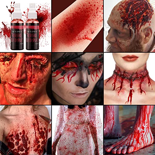2 PCS Washable Fake Blood Spray,Halloween Fake Blood Splatter, Liquid Blood for Clothes,Skin and Eye Drops,Squirt Fake Blood Makeup for Vampire Monster Zombie Bride and Costumes,100g(3.53 Oz)