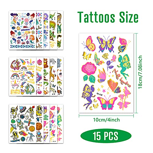 250+ Temporary Tattoos for Kids - 15 Sheets Waterproof