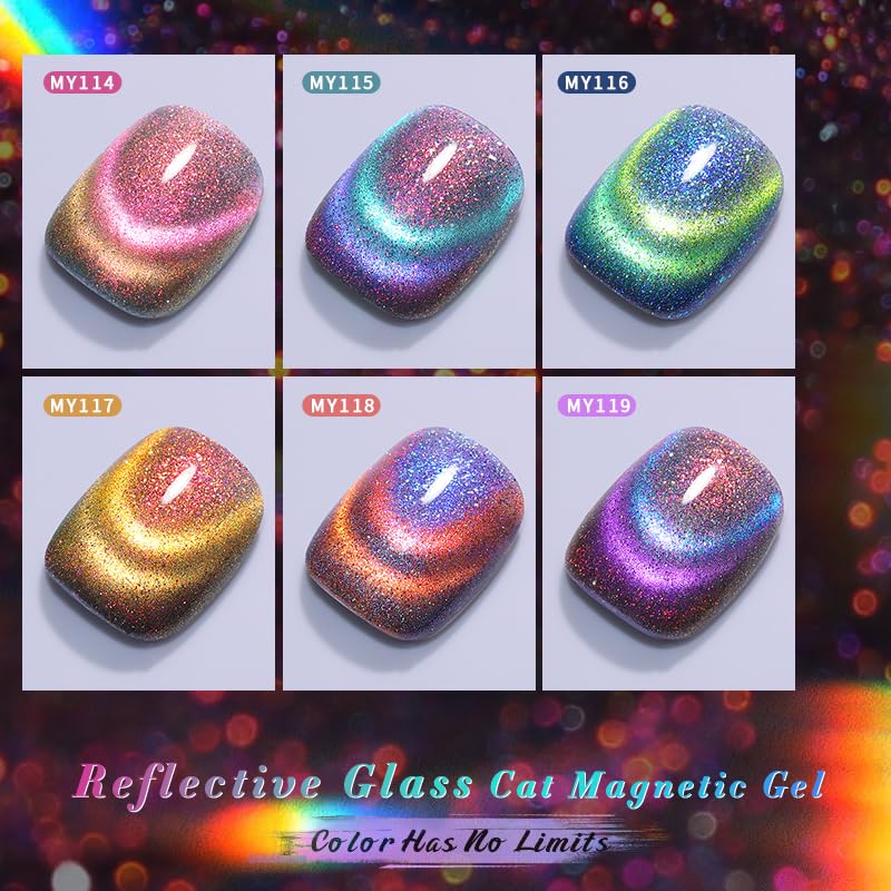 Born Pretty 9D Cat Eye Magnetic Gel Nail Polish Set with Magnet - 6 Pcs