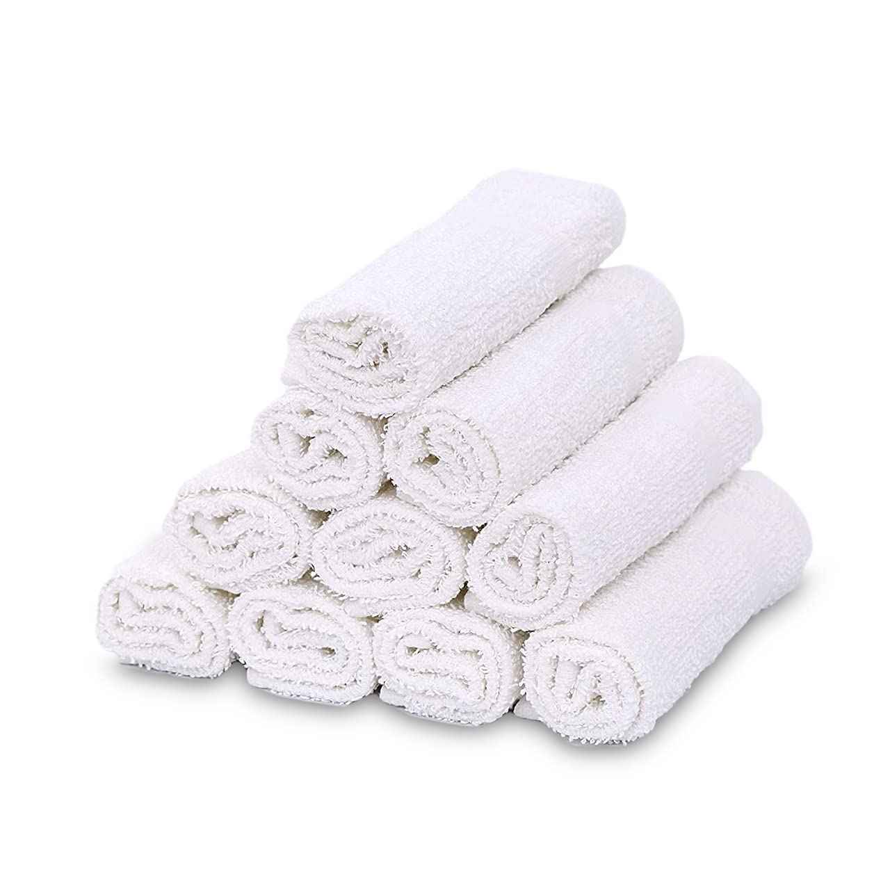 GOLD TEXTILES 48 Pack Economy White Washcloths Set (12x12 inches) - Cotton Blend Commercial Grade Cleaning Rags, Quick Drying & Soft Face Cloths, Fingertip Towels for Bathroom, Spa, Gym, and Kitchen