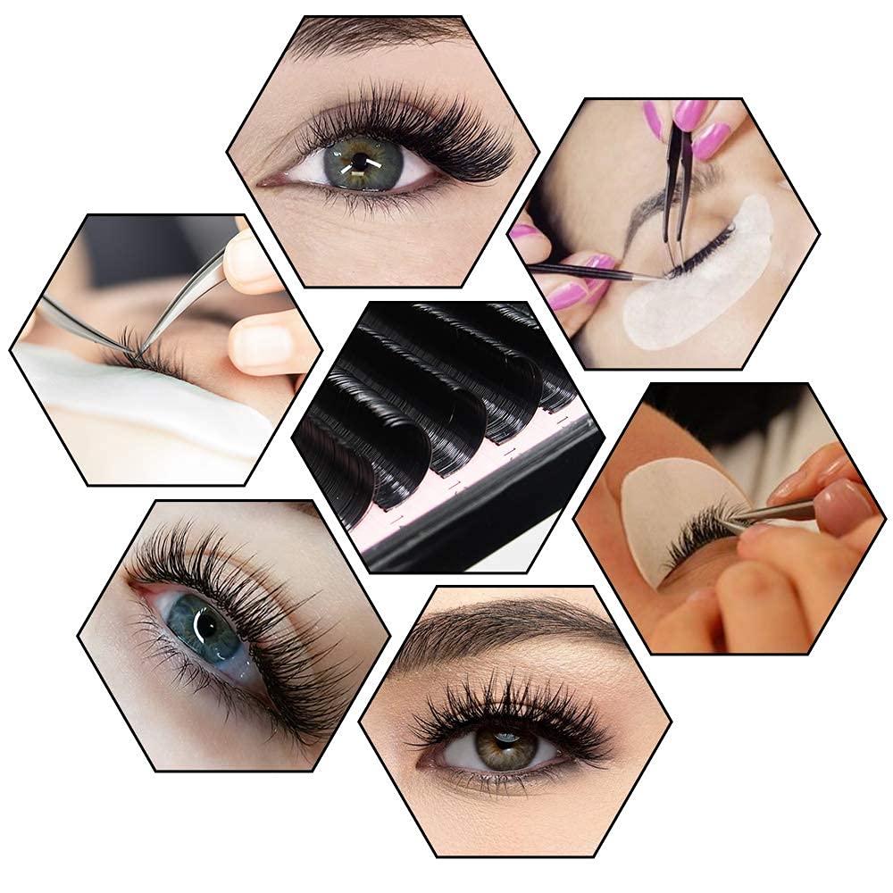 QUEWEL Eyelash Extensions Ellipse Flat 0.20mm Curl CC 12mm Matte Black|0.15/0.20mm Curl C|CC|D|DD Mix-8-15mm Single 8-18mm|(0.20 CC 12mm)