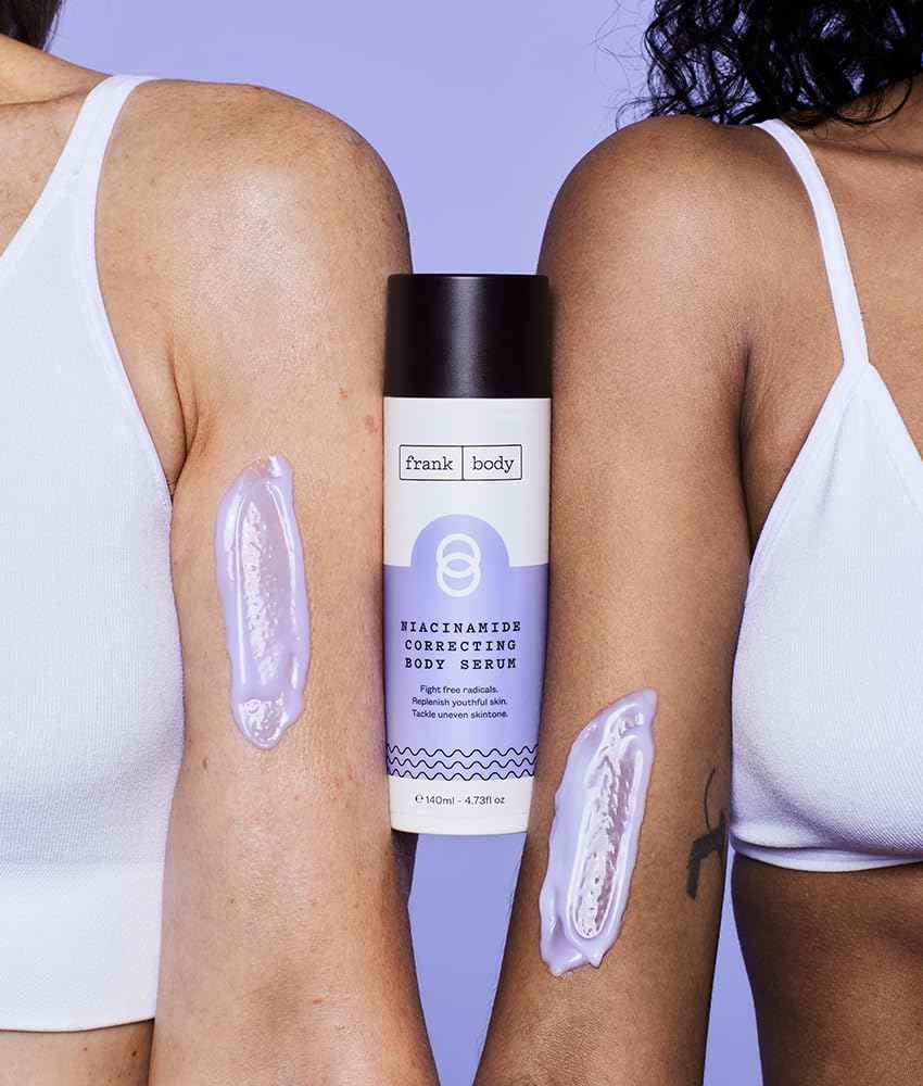 frank body Niacinamide Correcting Body Serum | Evens Skin Tone & Soothes Redness | With Niacinamide, Green Tea & Berry Extracts | Vegan & Cruelty-Free | Berry Scent | 140ml/4.43 fl oz
