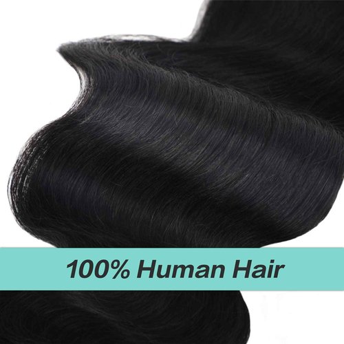 Humistwbiu Human Hair Body Wave Ponytail with Magic Paste Warp Around 100% Brazilian Virgin Human Hair Ponytail for Black Women Natural Color 16 Inch