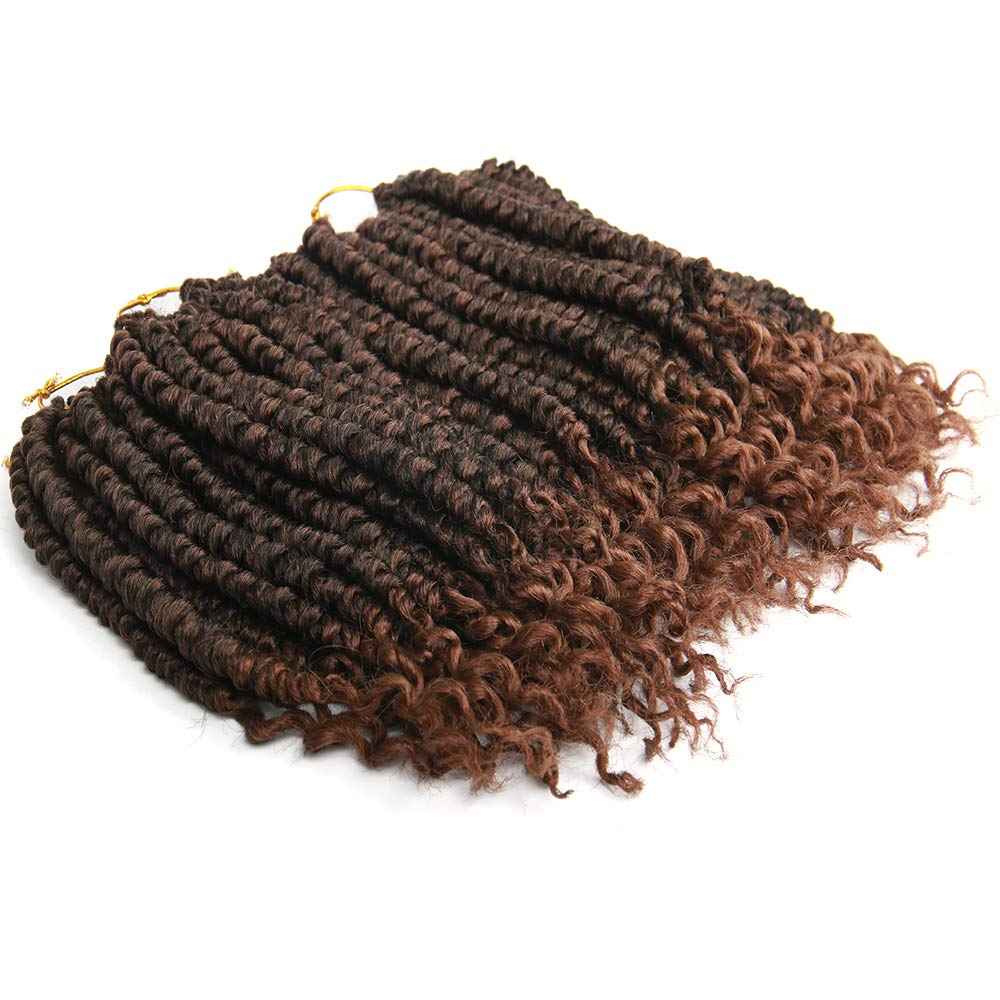 Passion Twist Crochet Ombre Brown Twist Hair - 8 Packs, 12 Inch Short Crochet Braids, Spring Twist, Curly Ends