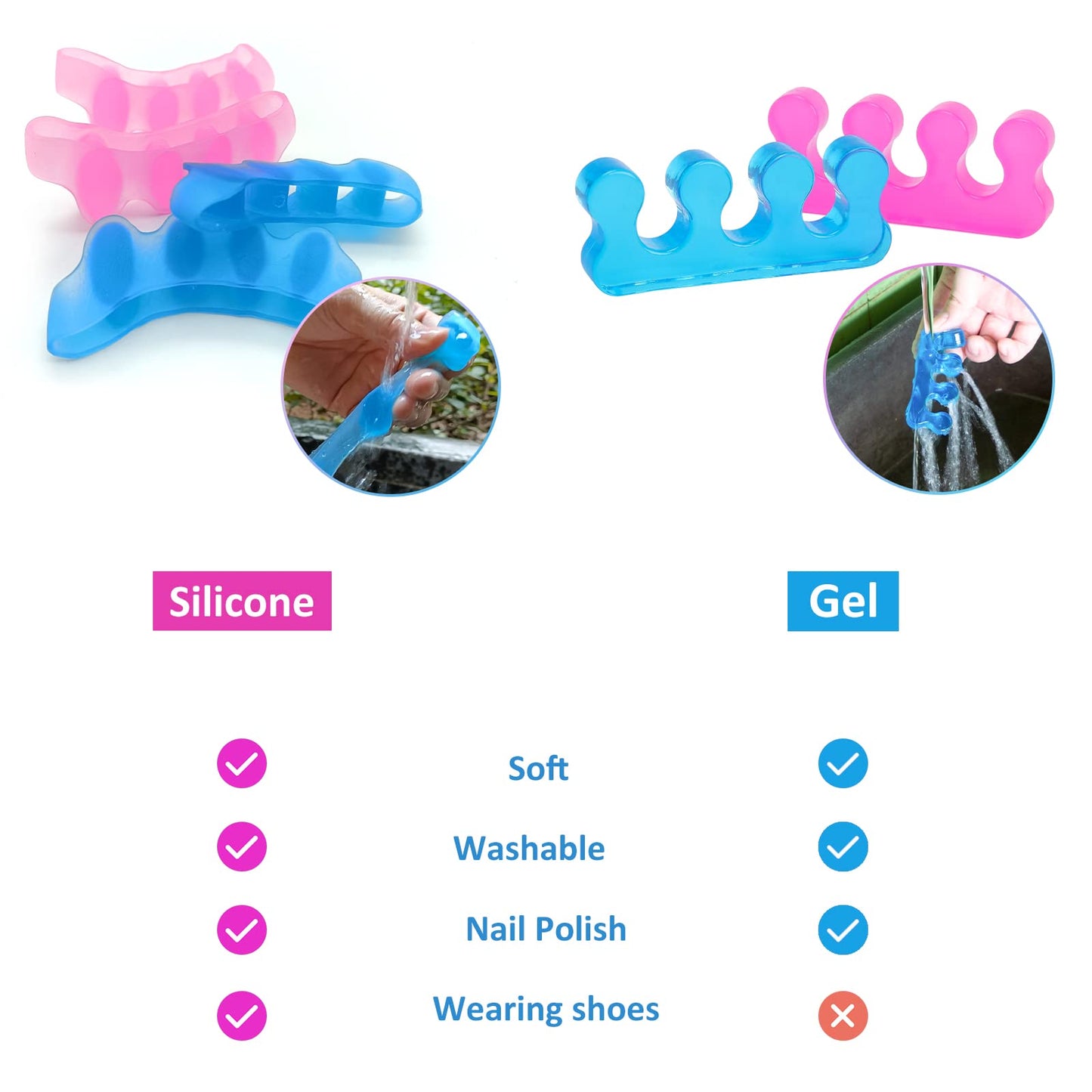 SUNFATT Toe Spacers for Women,Toe Separators for Women,Relieves OverlappingToes,Bunions Corrector and Hammer Toe Pain,Gel Toe Spreader Separates Toes and Relaxes Toes.