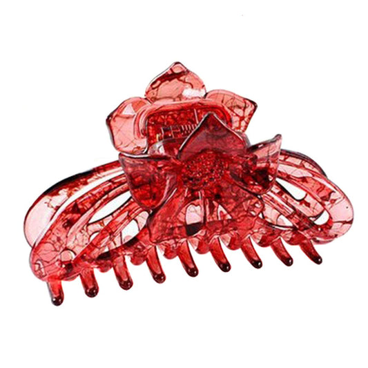 Women Elegant Flower Pattern Chic Styling Large Hair Claw Clamps Jaw Clip - Exquisite Fashion Shower Fancy Grab Clip Hairpin Hairgrip Hair Accessories for Thick Hair (Red)