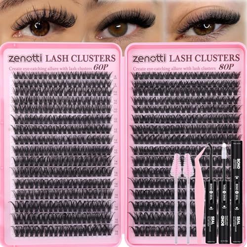 Lash Clusters Kit 640PCS Wispy 60D 80D with Bond & Seal