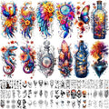 72 Sheets Magic Bottle Temporary Tattoos for Women Adults ? Galaxy Fantasy Tattoo Stickers with Crystals, Feathers & Phoenix Wings ? Colorful Boho Waterproof Wear for Festival, Music Party, Beach Days