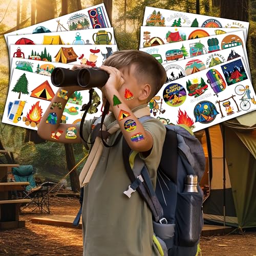 107 PCS Camping Temporary Tattoos for Kids | Party Favors