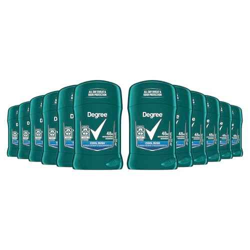 Degree Men Original Protection Antiperspirant Deodorant Cool Rush Pack of 12 48-Hour Sweat & Odor Protection Antiperspirant For Men 1.7 oz