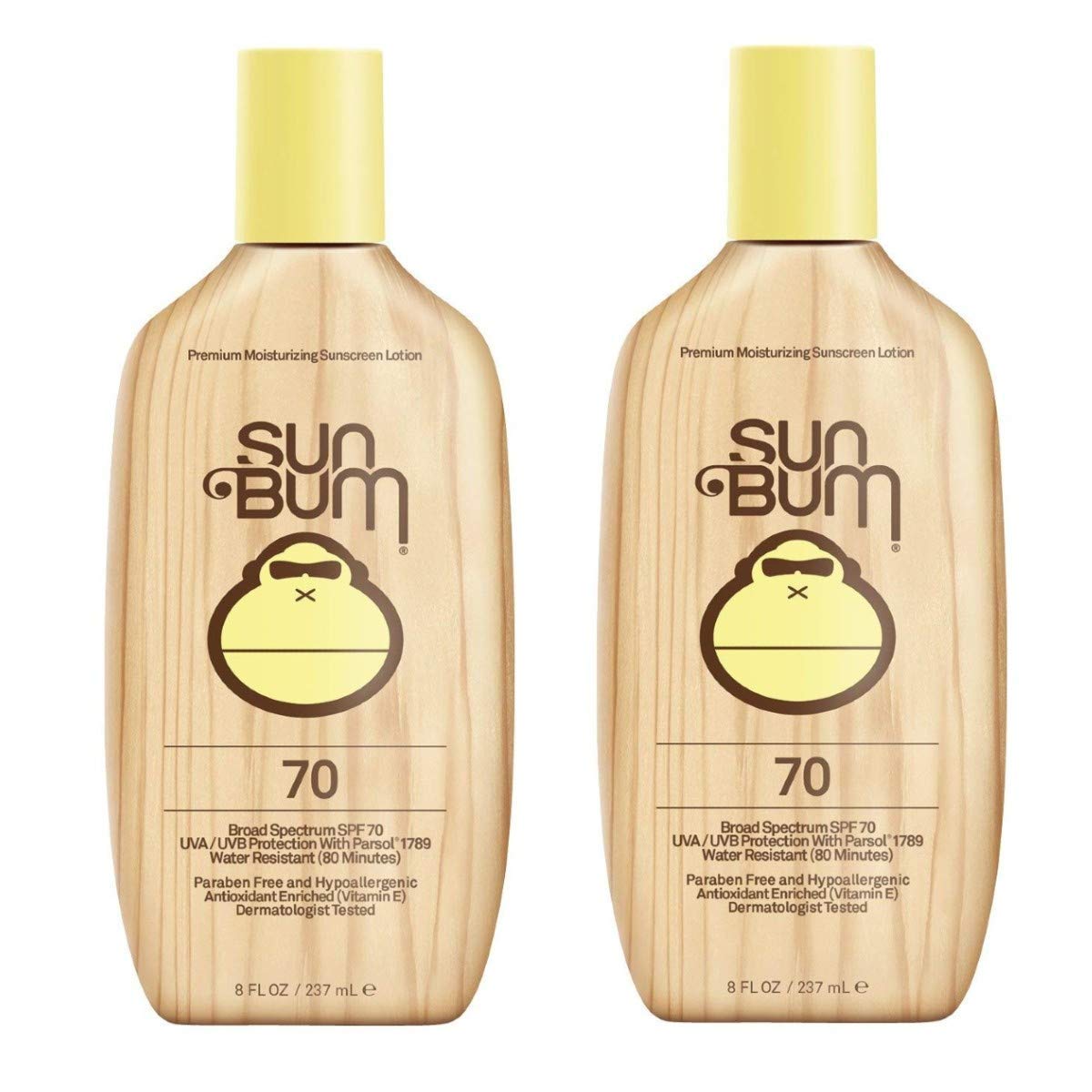 Sun Bum Original SPF 70 Sunscreen Lotion | Vegan and Reef Friendly (Octinoxate & Oxybenzone Free) Broad Spectrum Moisturizing UVA/UVB Sunscreen with Vitamin E | 8 oz (Pack of 2)